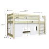 BUNKIE tömör fa gyerek galériaágy 90x200 - borovi