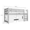 BUNKIE tömör fa gyerek galériaágy 90x200 - fehér